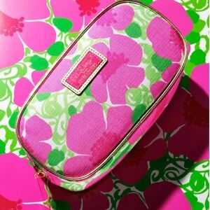 Lilly Pulitzer for Estée Lauder Pink & Green Floral Cosmetic Makeup Bag Pouch